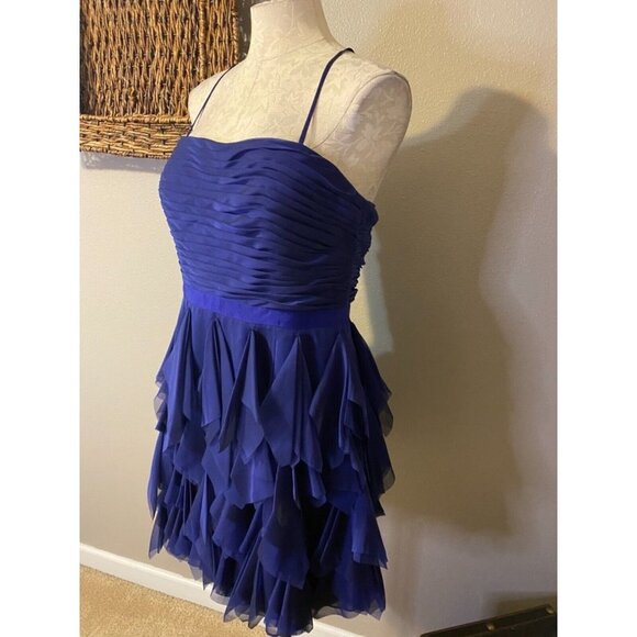 Adrianna Papell Dress Purple 12 Flutter Party Cocktail Cruise Wedding - Picture 7 of 10